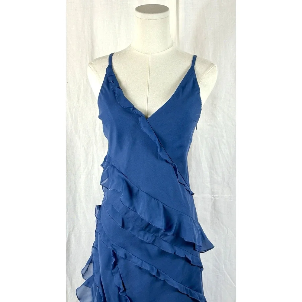 Abercrombie And Fitch Silk Maxi Dress Ruffles Blue NWT Sz S Fairy Boho Coquette